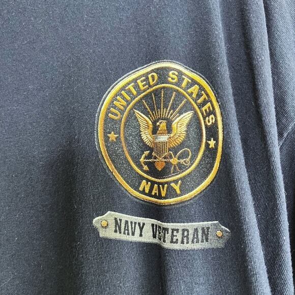 US Navy Veteran T-Shirt Mens XL Blue Gildan Heavy Cotton Proud to Have Served - Picture 4 of 6